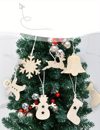 1 Pack, Christmas Pendant Household Decoration Supplies, Wooden Handicrafts, Creative Carving Wood Chips, Christmas Tree Decorations Gifts, Creative Small Gift, Holiday Accessory, Birthday Party Supplies, Birthday Gift, Art C