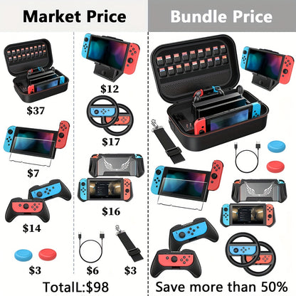 12 In 1For Switch Handheld Large Capacity Accessories Storage Bag Travel Bag Set With Shoulder Straps Suitable For Giving Valentine's Day, Christmas, And New Year Gifts