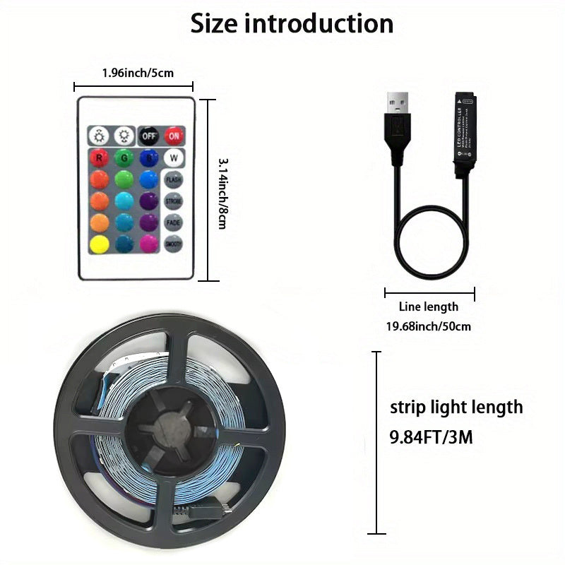 1 Set Of USB DIY Backlight TV Light Belt, LED Strip Lights, 3.28FT/9.84FT SMD 2835 LED Flexible Cabinet Light For Home Decoration