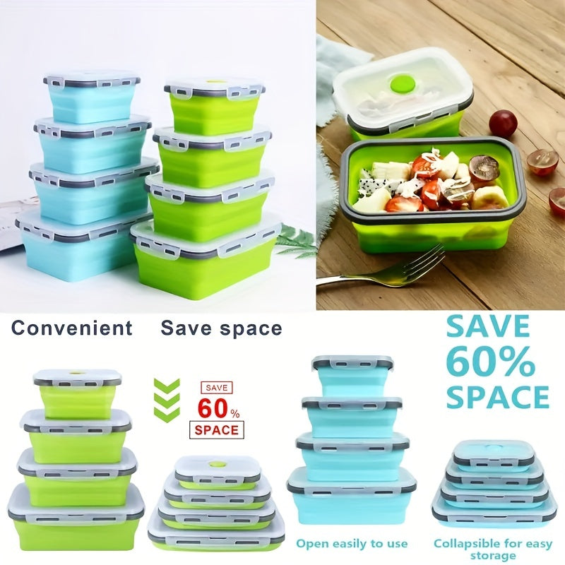 [Silicone Food Container] Collapsible Silicone Food Storage Container - BPA Free - Microwaveable - Freezer, Dishwasher Safe - Space Saving Stackable - Collapsible Leftover or Meal Prep Lunch Box Containers