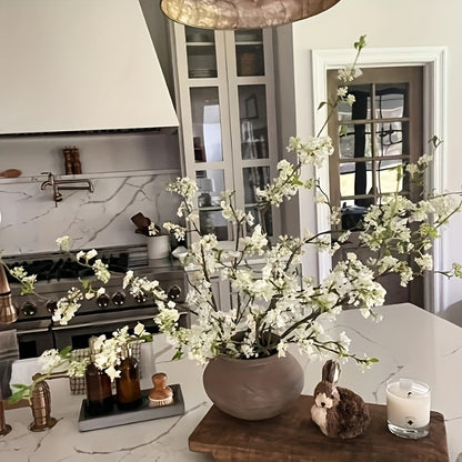 [39inch Cream Artificial Blossom] 1/5/10pcs, 39inch Cream Artificial Blossom Branch With Buds, Faux Spring Plant Stem, Centerpieces Floral Wedding Home Decoration Gifts, Room Decoration, Aesthetic Room Decor, Garden Decor, Ho