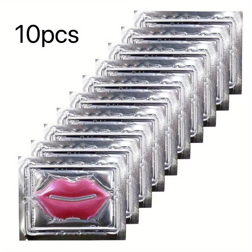 10Pcs Pink Crystal Lip Mask Patches, Hydrating And Moisturizing, Keep All-Day Moisture For Lip, Long-lasting Effect, The Lip Line, Great For Fight Chapped, Plump Lips