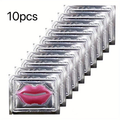 10Pcs Pink Crystal Lip Mask Patches, Hydrating And Moisturizing, Keep All-Day Moisture For Lip, Long-lasting Effect, The Lip Line, Great For Fight Chapped, Plump Lips