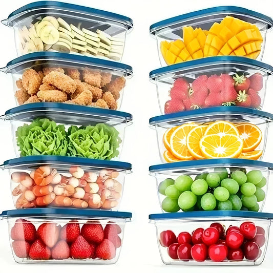 10pcs Stackable Food Storage Containers with Lids, BPA-Free Plastic Lunch Boxes, Suitable for Grains, Meat, Fruits, and Vegetables - Dishwasher and Microwave Safe