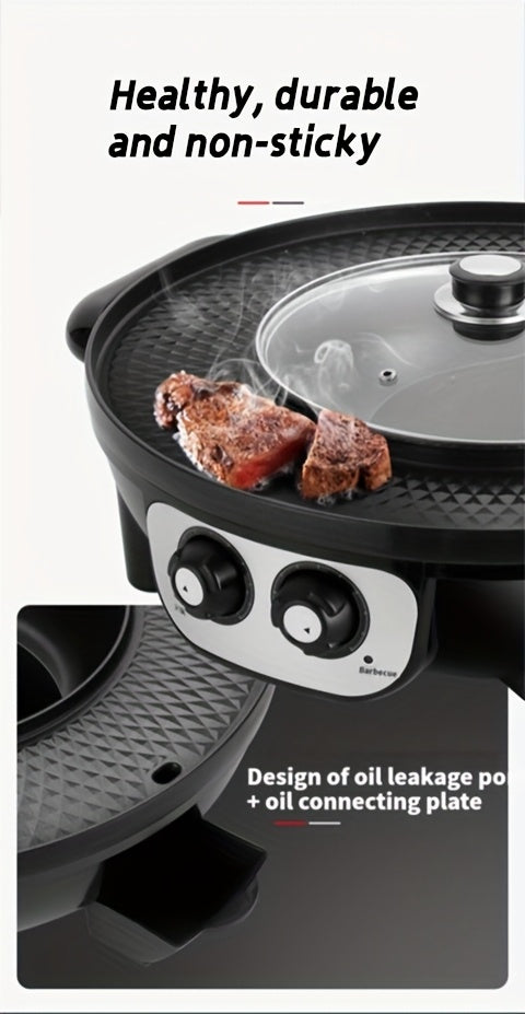 [Electric BBQ Grill Hot Pot] Smokeless Electric BBQ Grill and Hot Pot - Separable, Perfect for Home Cooking