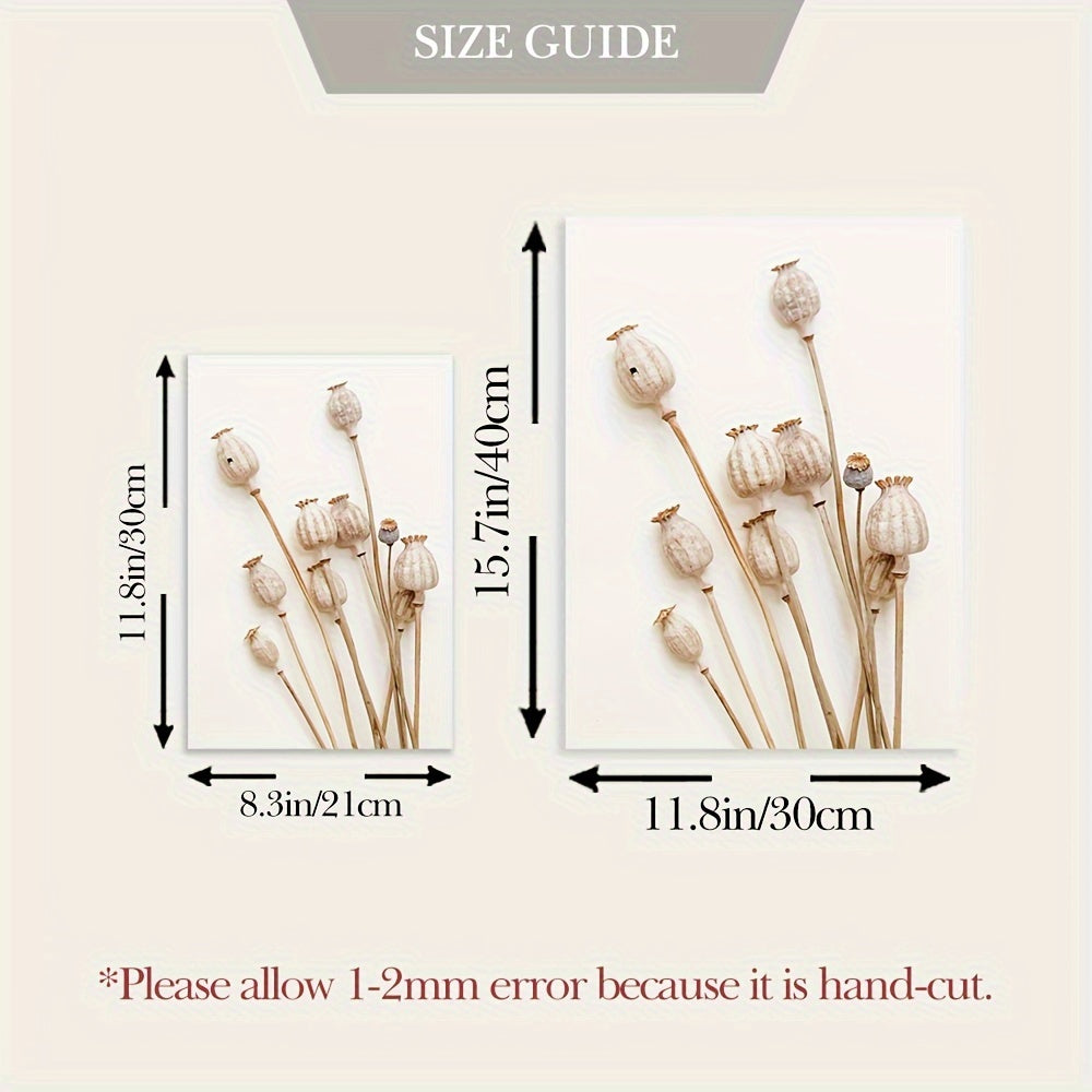 6pcs Unframed Beige Canvas Painting Set, Pampas Grass Painting Poster, Dried Grass Wall Art Painting, Reed Wall Paintings, Leaf Wall Art, Fan Blades Print Pictures, Herbarium Art Prints, Nordic Wall Posters, Home Decoration