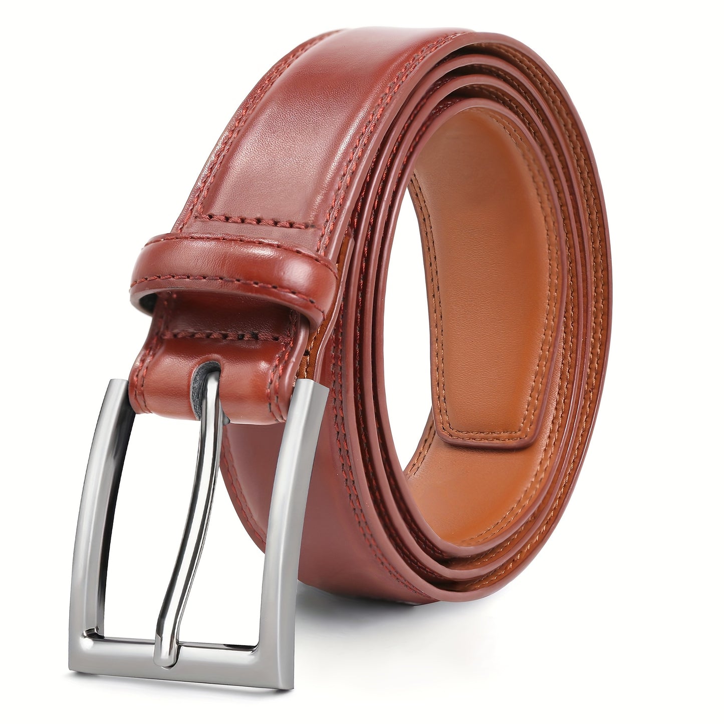 [Classic Men's Leather Belt] Classic & Fashion Men's Leather Belt | Single Prong Buckle for Jeans, Pants, Work & Business - Gift for Dad & Husband
