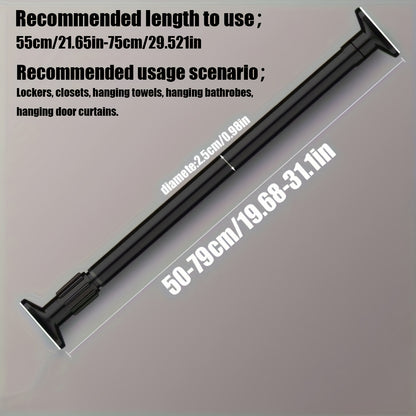 1pc Adjustable Tension Curtain Rod - Multipurpose Heavy-Duty No-Drill Extendable Rod for Shower, Closet, Window, Towel Rack - Metal & Plastic Home Accessory