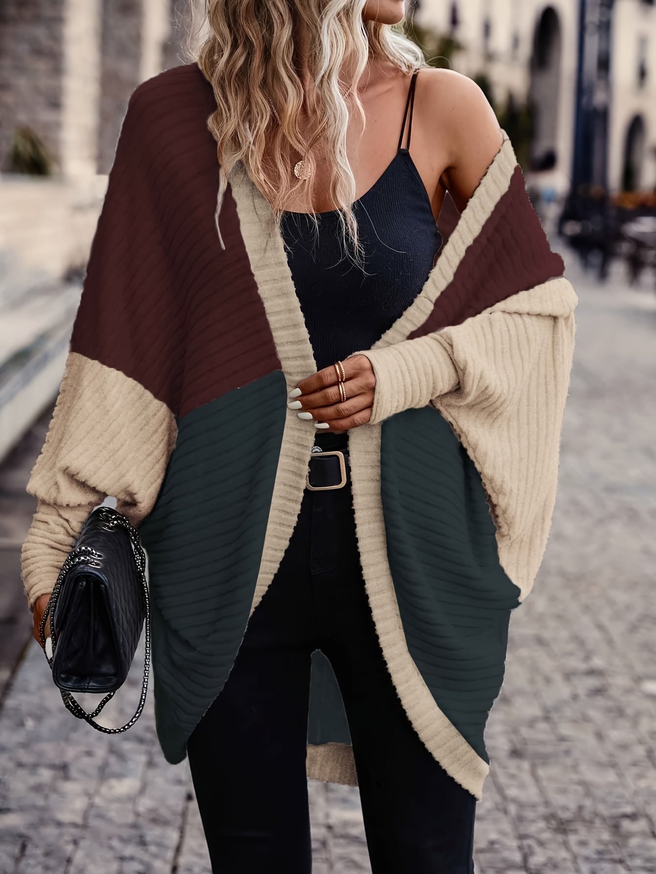 Stylish Versatile Color-Block Loose Cardigan for Women