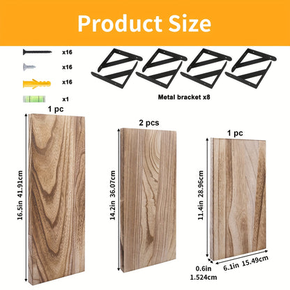 [4pcs Floating Shelves] 4pcs Floating Shelves, Wall Mounted Shelves | For Room Decor, Bathroom Storage, Bedroom, Living Room, And Plants, Home Storage Decoration Utility Shelf