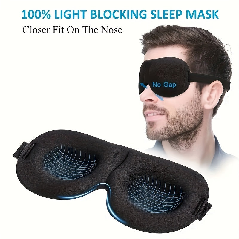 [Blackout Eye Mask] 1/3/5/10 Pack Pure Black 3D Contoured Eye Mask | Soft Comfortable Ergonomic Design, Hypoallergenic & Fragrance-Free, Pure Blackout for Adults, Men & Women - Travel, Home, Office Use, Sleep Enhancement | Mo