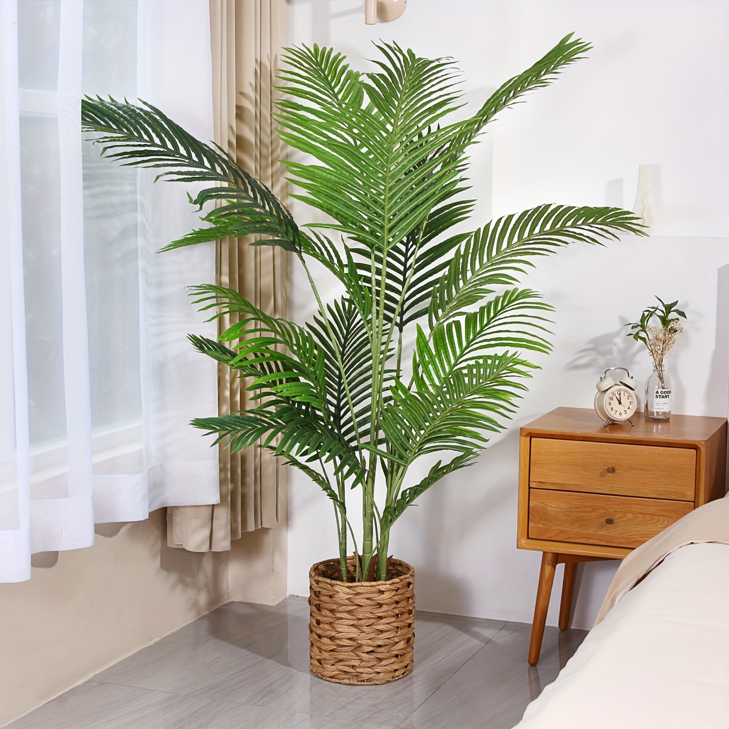 Plante De Palmier Areca Artificielle 5 Pieds Faux Palmier Avec 17 Troncs Faux Arbre Pour Décoration Moderne D’Intérieur Extérieur Dypsis Lutescens Plantes En Pot Pour Bureau À Domicile (Lot De 2)