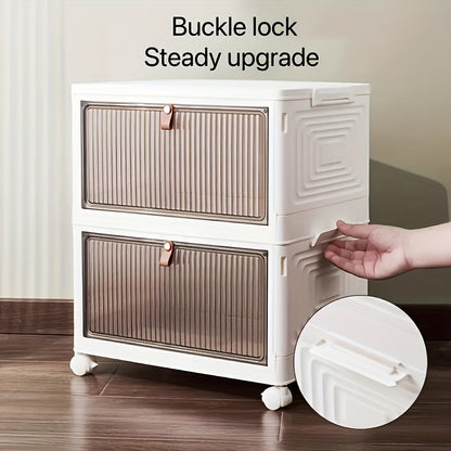 1/3/5pcs Large Foldable White PP Plastic Shoe Storage Boxes With Wheels - 3 Layers Of Clear Stackable Shoe Display Boxes For Organized Shoe Storage Bedroom Accessories Storage Trunks & Chests
