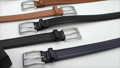 [Classic Men's Leather Belt] Classic & Fashion Men's Leather Belt | Single Prong Buckle for Jeans, Pants, Work & Business - Gift for Dad & Husband