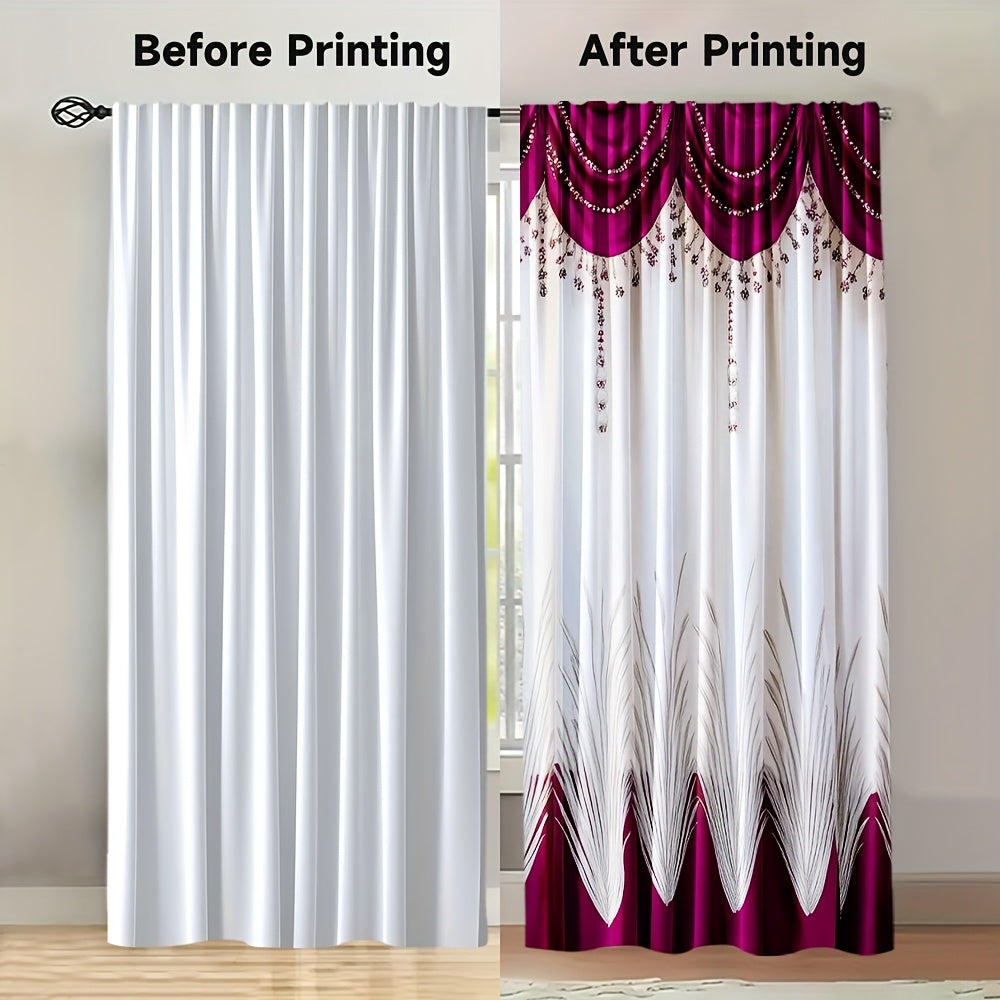 [Contemporary Curtains] 2pcs, 2D FLAT PRINTING Curtains, Contemporary Curtains red Durable 100% Polyester Fabric (without rod, No movement, no battery) Art Deco Festive for Living Room, Bedroom, Kitchen, Bathroom Decor, 2D Fl