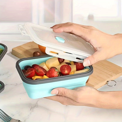 [Silicone Food Container] Collapsible Silicone Food Storage Container - BPA Free - Microwaveable - Freezer, Dishwasher Safe - Space Saving Stackable - Collapsible Leftover or Meal Prep Lunch Box Containers