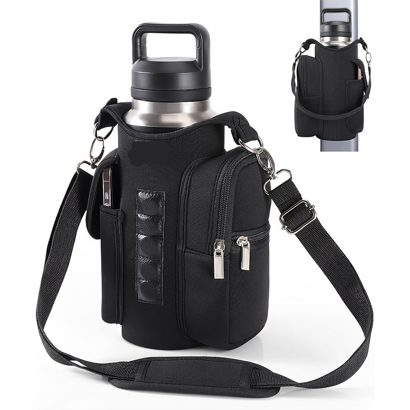 [Fitness Carrying Bag with Shoulder Strap] Fitness Magnetic Bag Water Bottle Holder Fitness Bottle Carrying Bag, with Mobile Phone Pocket and Handle Shoulder Strap Fitness Accessories Storage, Suitable for Men and Women, 5 Bu