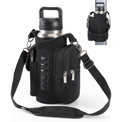 [Fitness Carrying Bag with Shoulder Strap] Fitness Magnetic Bag Water Bottle Holder Fitness Bottle Carrying Bag, with Mobile Phone Pocket and Handle Shoulder Strap Fitness Accessories Storage, Suitable for Men and Women, 5 Bu
