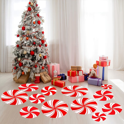 12pcs Red Candy Stickers, Christmas Decoration, Red Candy Wall Floor Stickers, Christmas Decoration Window Stickers, Christmas Party Decoration, Home Decoration Stickers, Christmas Party Supply