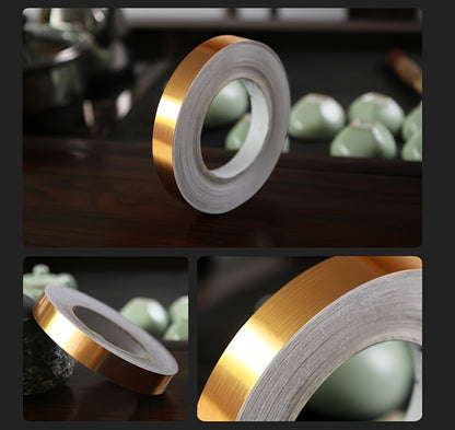 1 Roll Black Brushed Golden Silvery Floor Edging Waterproof Seam Wall Stickers, Wall Gap Ceiling Home Decoration, Self-Adhesive Tile Tape