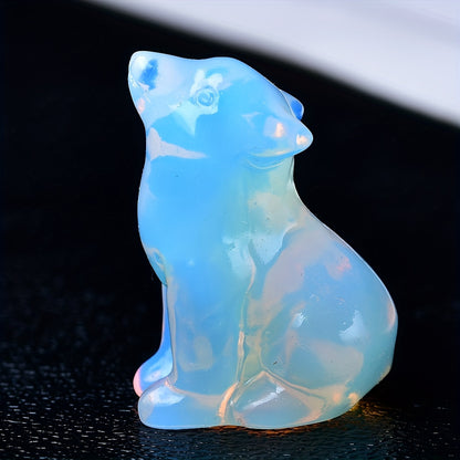 1pc 3. 5cm/1. 38in Crystal Carving Wolf, Pocket Decoration, Bare Stone, Home Decoration