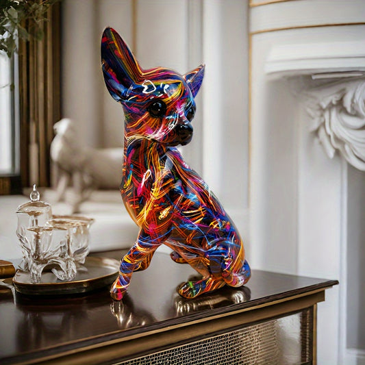 1pc Chihuahua Cute Puppy Decoration, Modern Living Room Animal Decoration Ornaments, Handmade Resin Crafts, Colorful Puppies, Suitable For Home Decoration, Holiday Decoration, Birthday Gifts