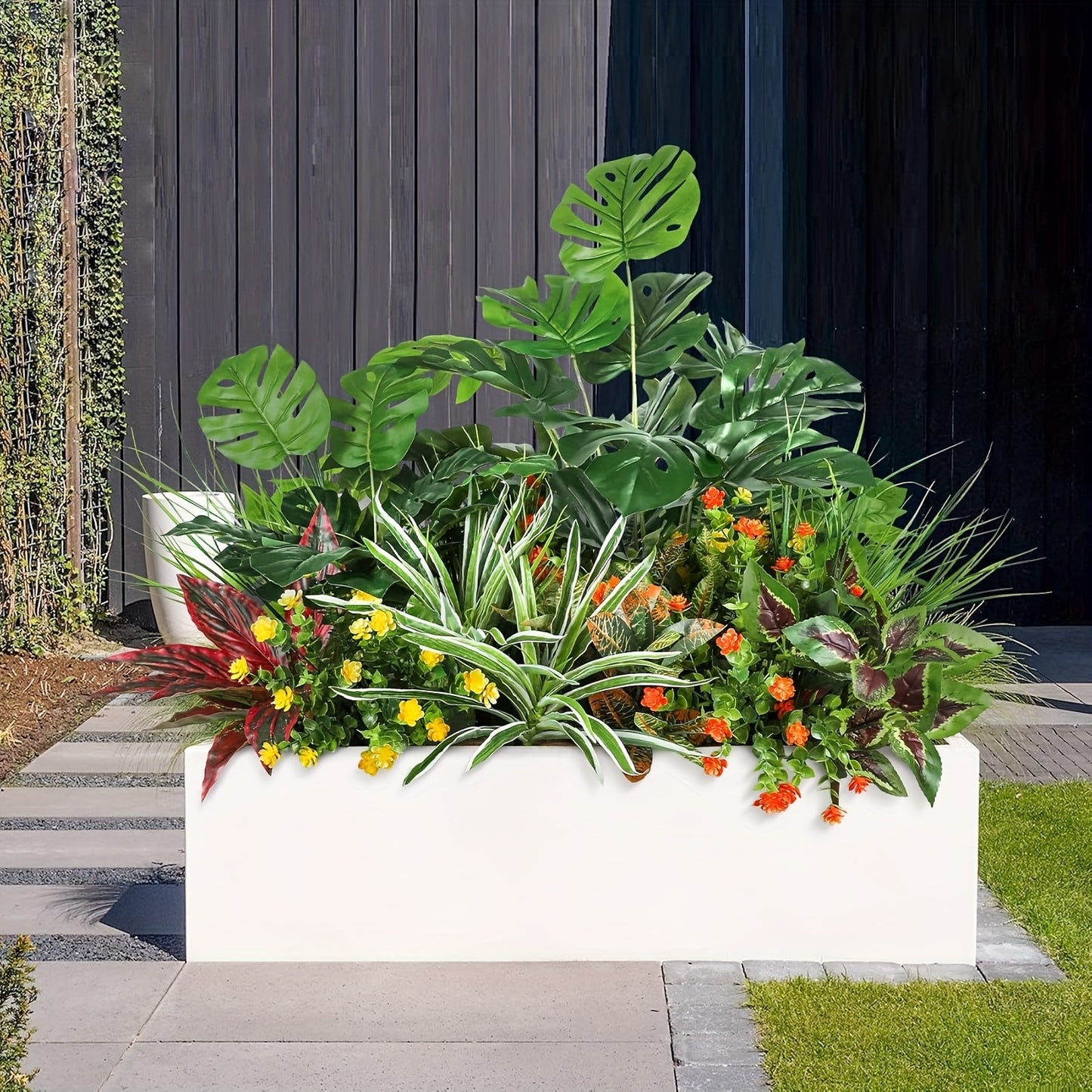 18 outdoor artificial plants, anti UV, fake green stems, fake shrubs, indoor and outdoor hanging, front porch, courtyard garden, window sill box, home decoration