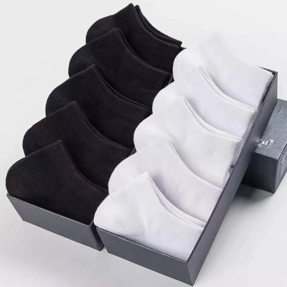 1/5/10/20 Pairs Men's Anti-odor Plain Color Thin Sweat-absorbing Breathable Invisible Ankle Socks, Boat Socks For Spring & Summer