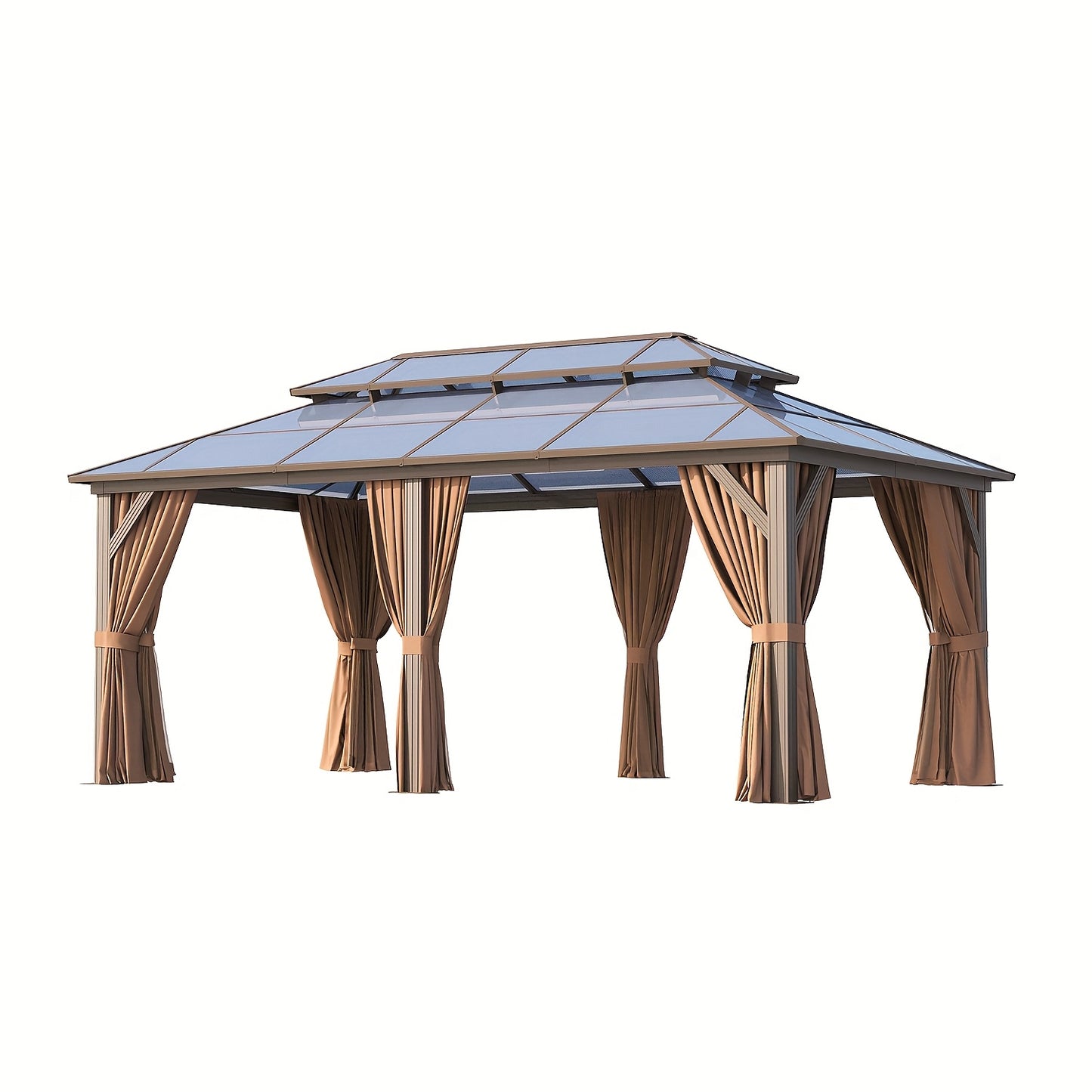 12'x20' Hard Top Gazebo with Curtains & Netting - Durable Aluminum Frame, Dual-Layer Polycarbonate Canopy, Ideal for Patio, Lawn & Garden Decor, Garden Gazebo|Elegant Home Decor|Durable Construction, Gazebo Deco