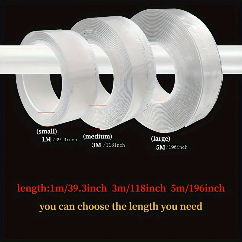 1pc 3 Styles Fixing Tape, Transparent, Easy To Use, Strong Viscosity, Suitable For Wall Fixing, Home Decoration