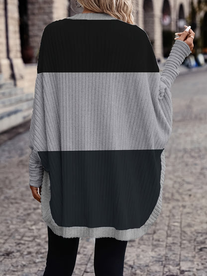 Stylish Versatile Color-Block Loose Cardigan for Women