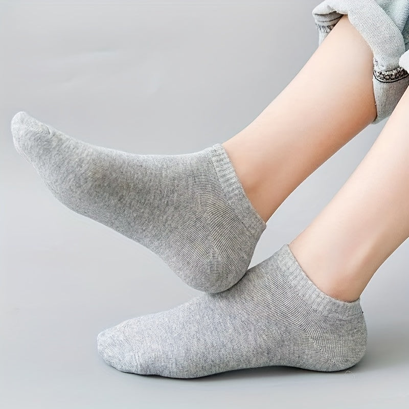 1/5/10/20 Pairs Men's Anti-odor Plain Color Thin Sweat-absorbing Breathable Invisible Ankle Socks, Boat Socks For Spring & Summer
