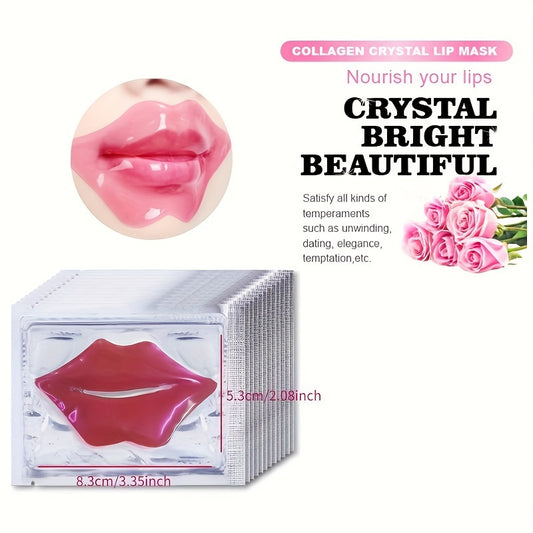 10Pcs Pink Crystal Lip Mask Patches, Hydrating And Moisturizing, Keep All-Day Moisture For Lip, Long-lasting Effect, The Lip Line, Great For Fight Chapped, Plump Lips