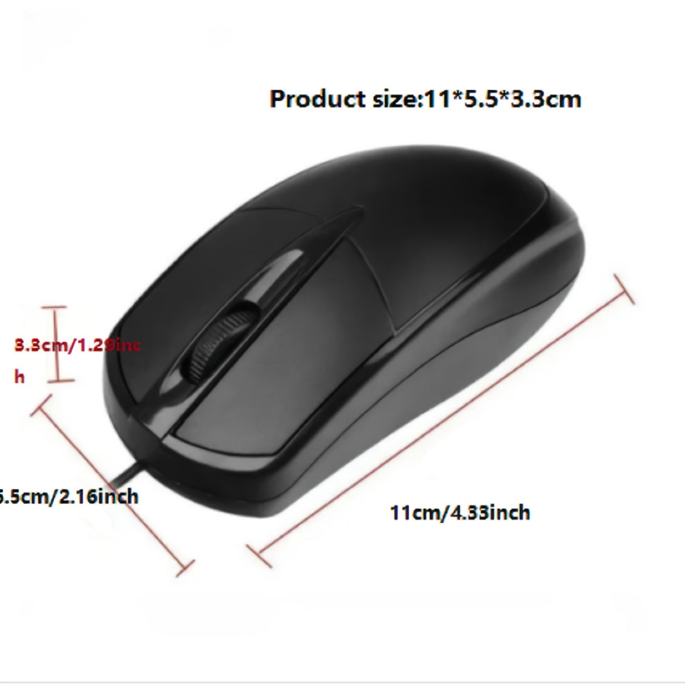 1pc Ambidextrous Wired USB Optical Mouse, 1200DPI Trackball, Smooth Movement on Various Surfaces, Anti-Slip Roller, Compatible with PC, Notebook, Desktop - Plastic, Wheel-Mouse, No Battery Required