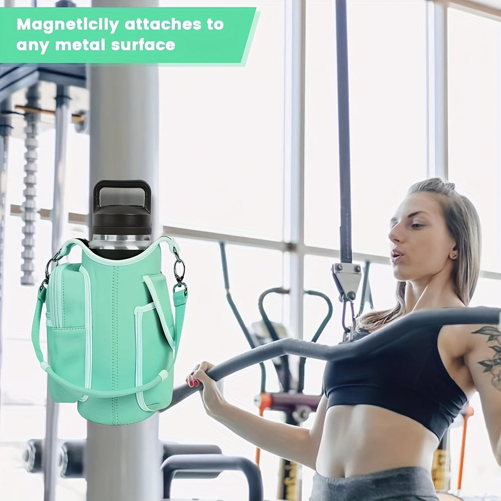 [Fitness Carrying Bag with Shoulder Strap] Fitness Magnetic Bag Water Bottle Holder Fitness Bottle Carrying Bag, with Mobile Phone Pocket and Handle Shoulder Strap Fitness Accessories Storage, Suitable for Men and Women, 5 Bu