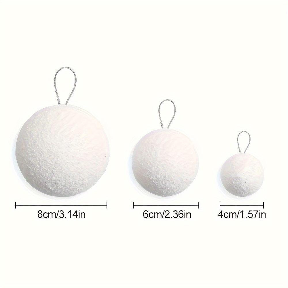 18pcs, White Foam Christmas Balls Ornaments For Xmas Tree Hanging Pendant Ball Holiday New Year Wedding Party Home Decoration Supplies