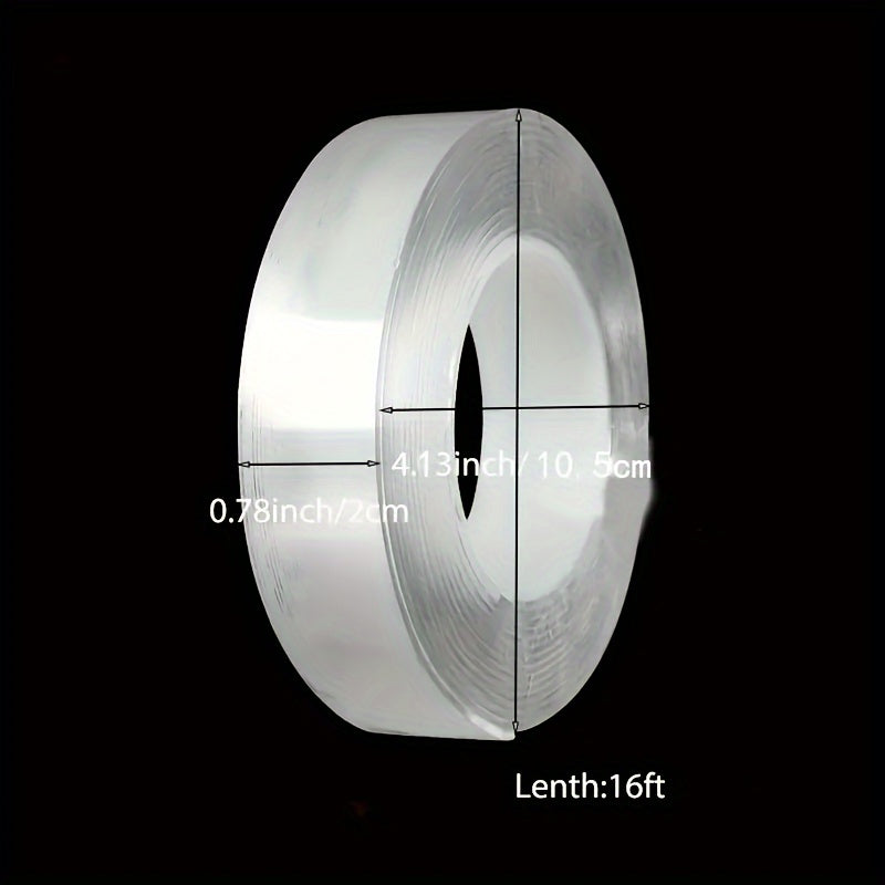 1 Roll Outdoor Heavy Duty Double Sided Tapes, Reusable Traceless Strong Sticky Tape Strips, Multipurpose Removable Washable Clear Mounting Nano Tape For Paste Items In Home Office Car