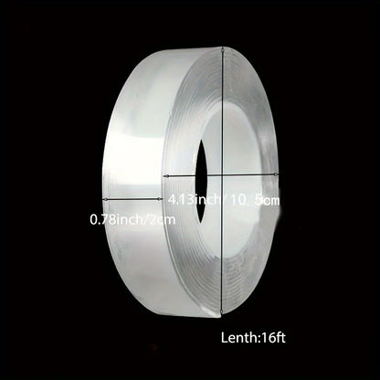 1 Roll Outdoor Heavy Duty Double Sided Tapes, Reusable Traceless Strong Sticky Tape Strips, Multipurpose Removable Washable Clear Mounting Nano Tape For Paste Items In Home Office Car