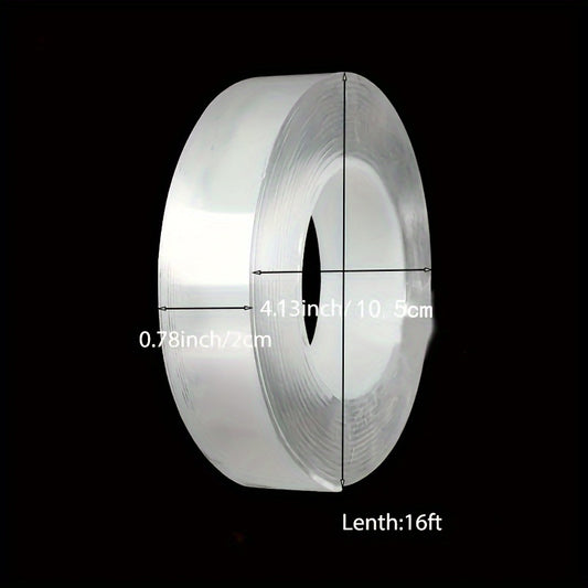 1 Roll Outdoor Heavy Duty Double Sided Tapes, Reusable Traceless Strong Sticky Tape Strips, Multipurpose Removable Washable Clear Mounting Nano Tape For Paste Items In Home Office Car